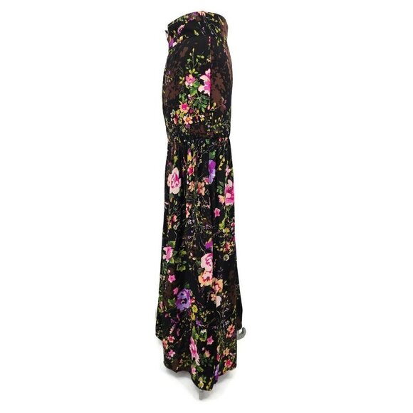 New Flynn Skye Maxi Skirt Womens XS Black Pink Floral Print Two Slits - Picture 5 of 7